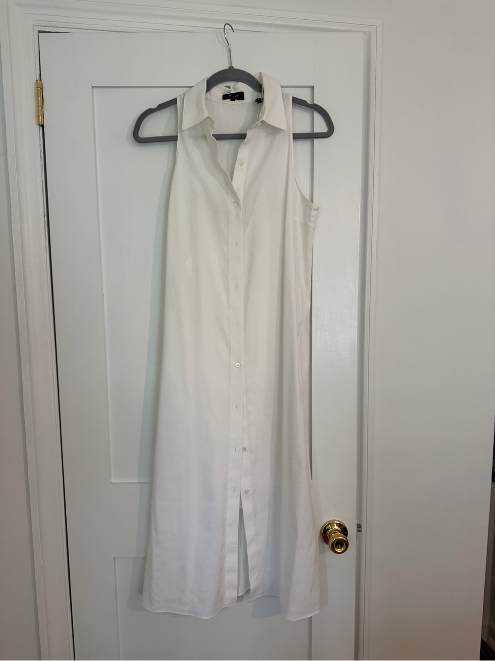 Theory Sleeveless Halter Shirt Dress in White - Picture 5 of 7